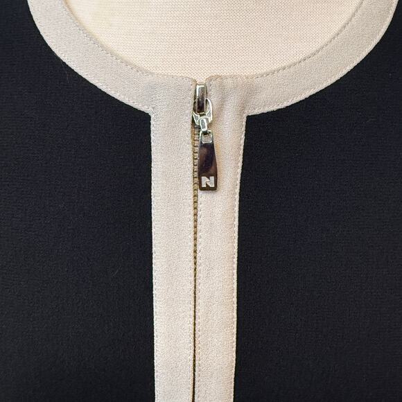 Nygard Blazer Zip-Front Contrast Jacket Sz 10 White Trim Business Office Siren - Picture 4 of 8